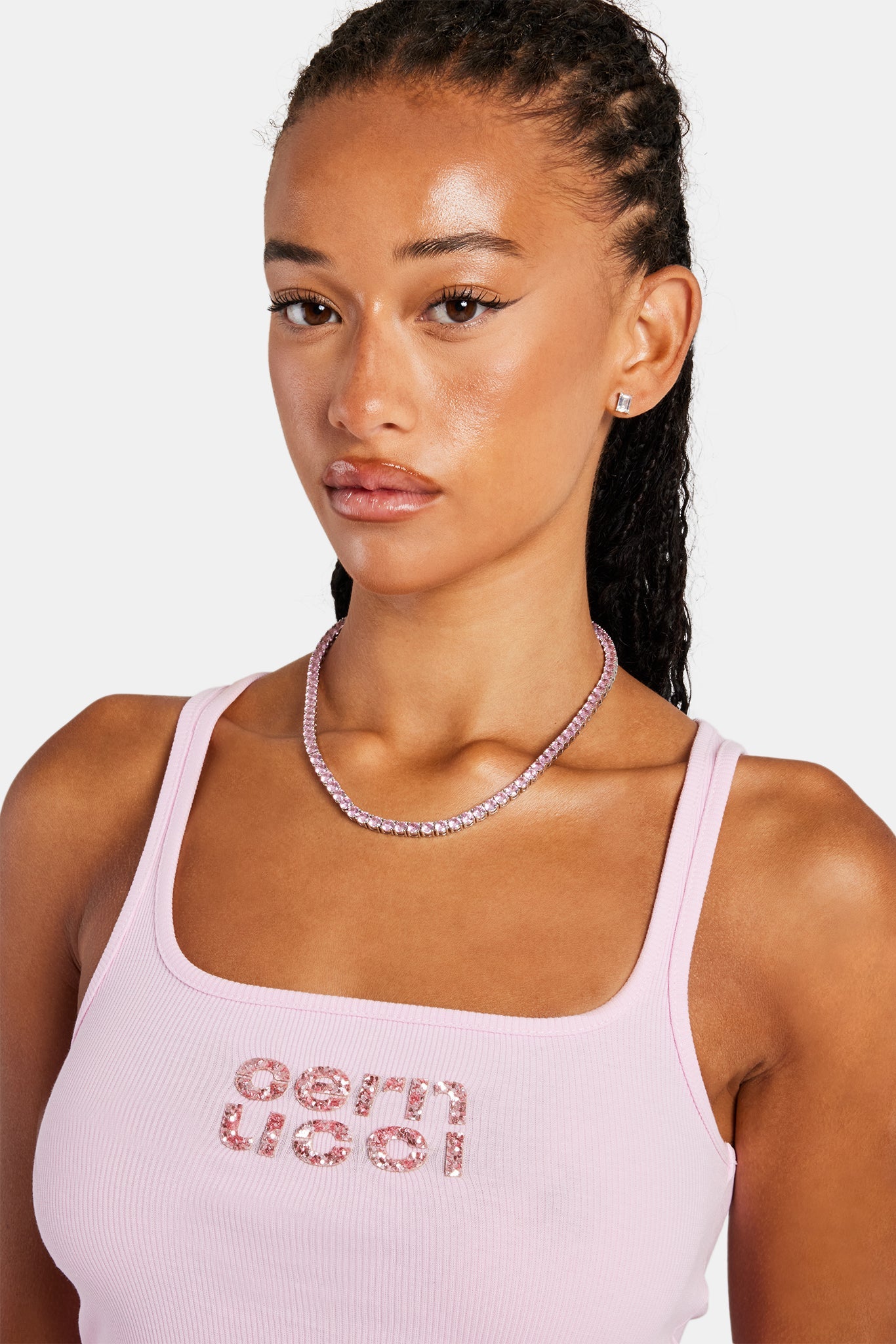 Rib Glitter Applique Vest Top - Pink | Womens Tees & Vests | Shop