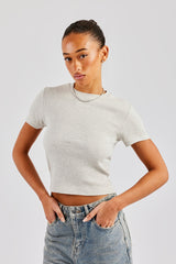 Cernucci Embroidered Rib Baby Tee - Ash Grey