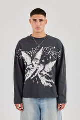 Long Sleeve Diamonds In Paradise T-Shirt - Charcoal