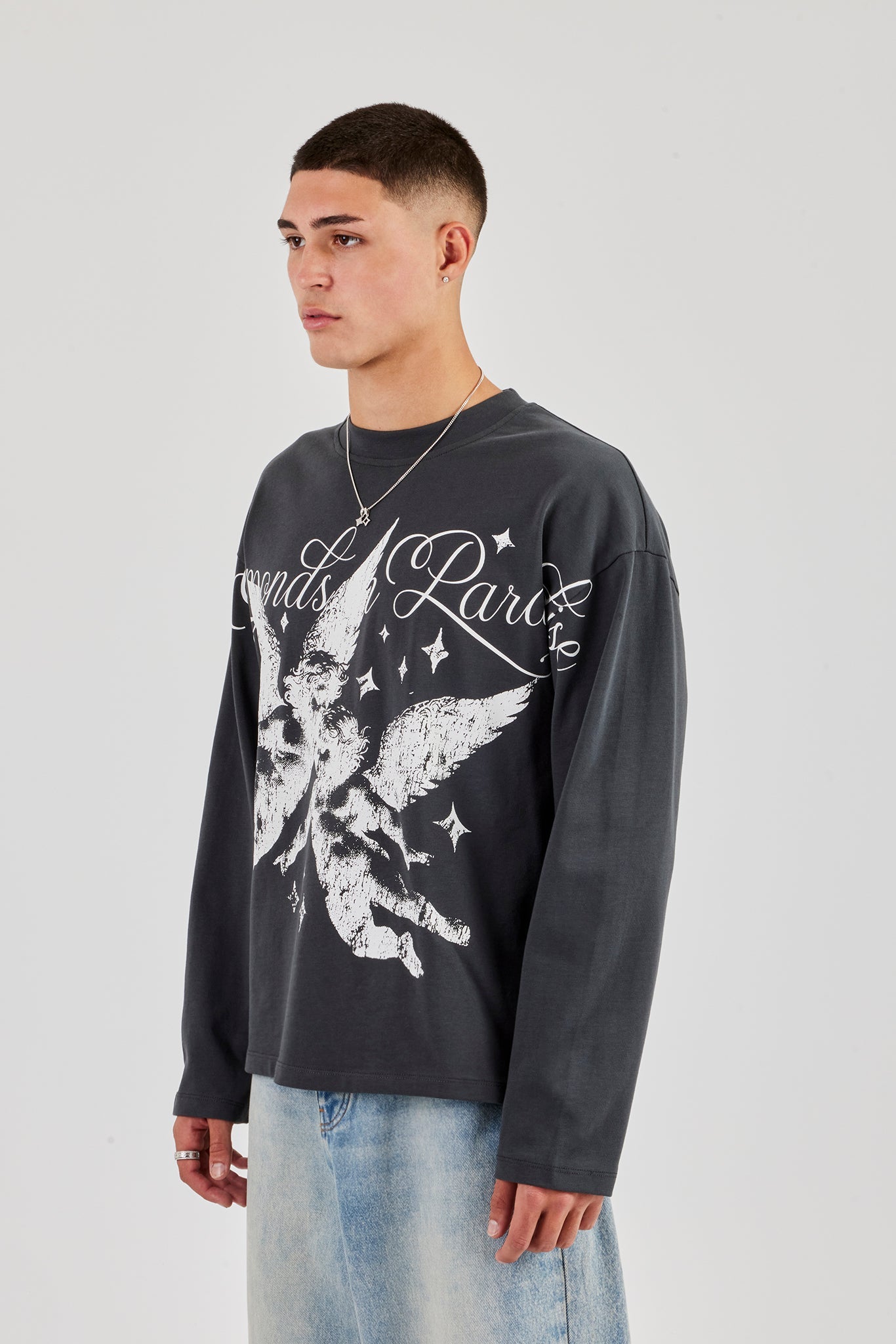 Long Sleeve Diamonds In Paradise T-Shirt - Charcoal