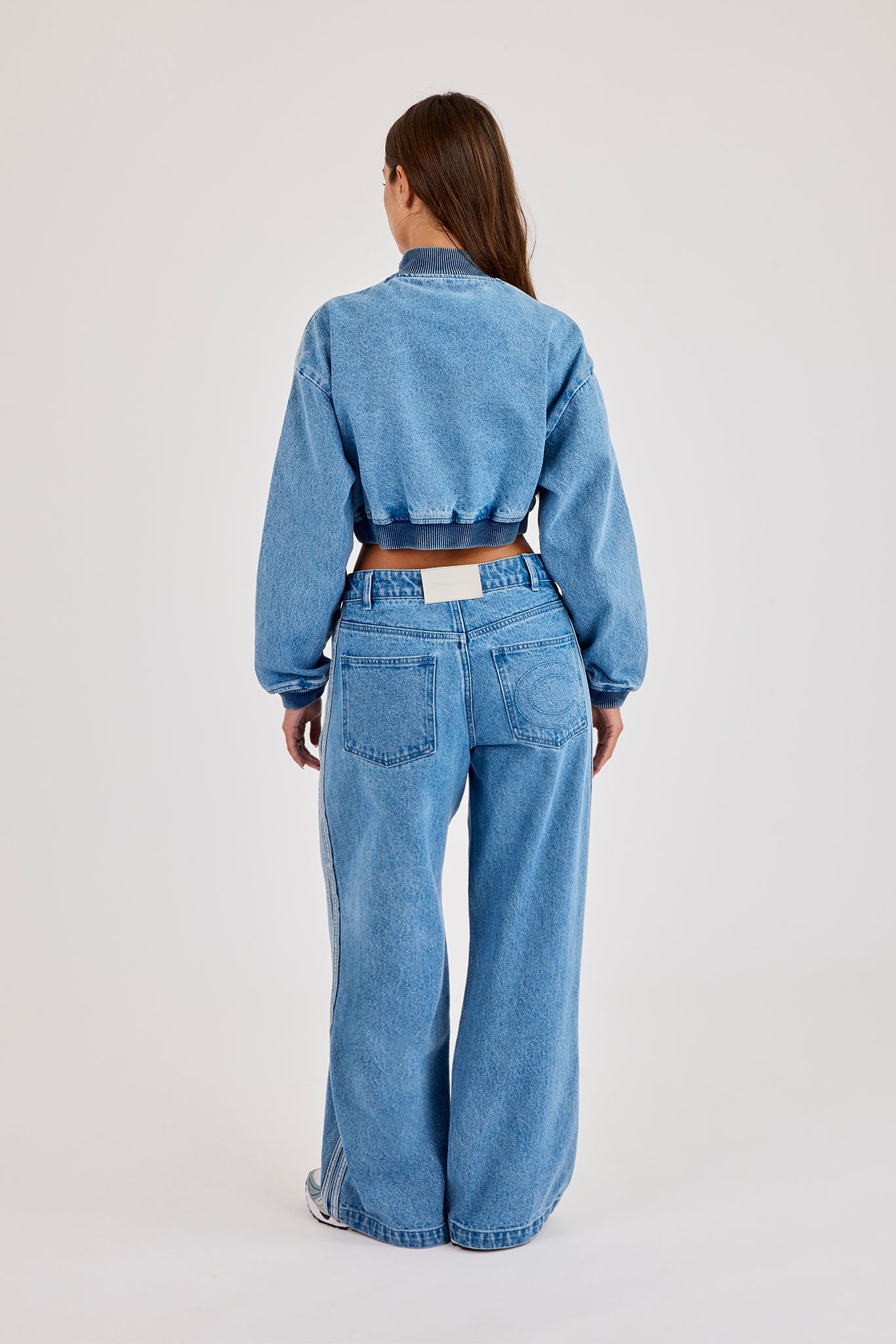 Denim Taping Bomber Jacket & Baggy Jean - Mid Blue