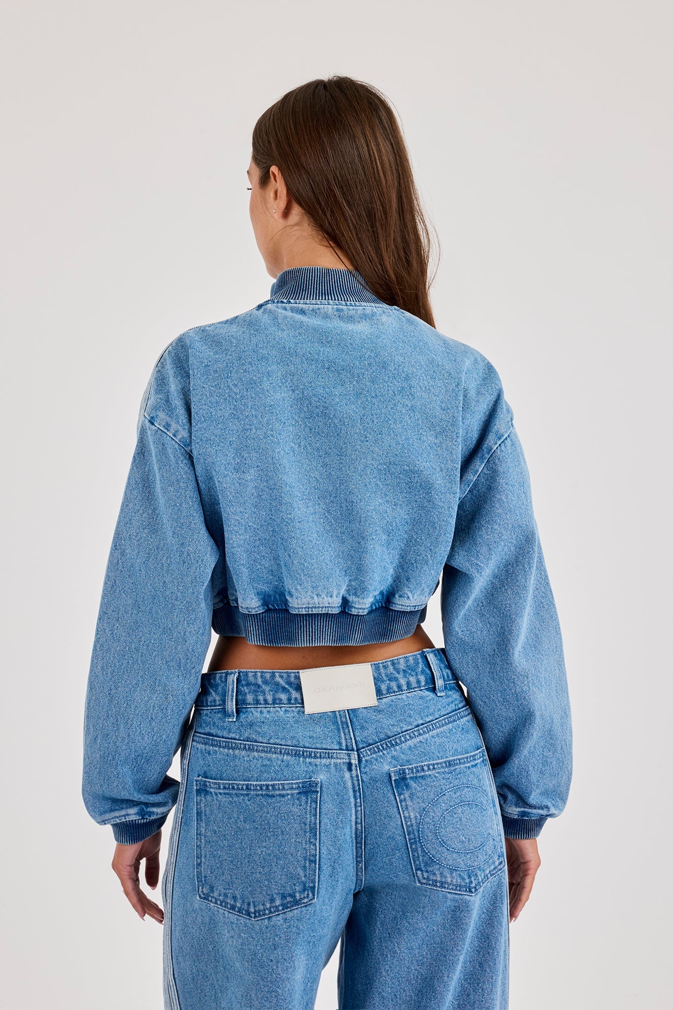 Denim Taping Bomber Jacket - Mid Blue