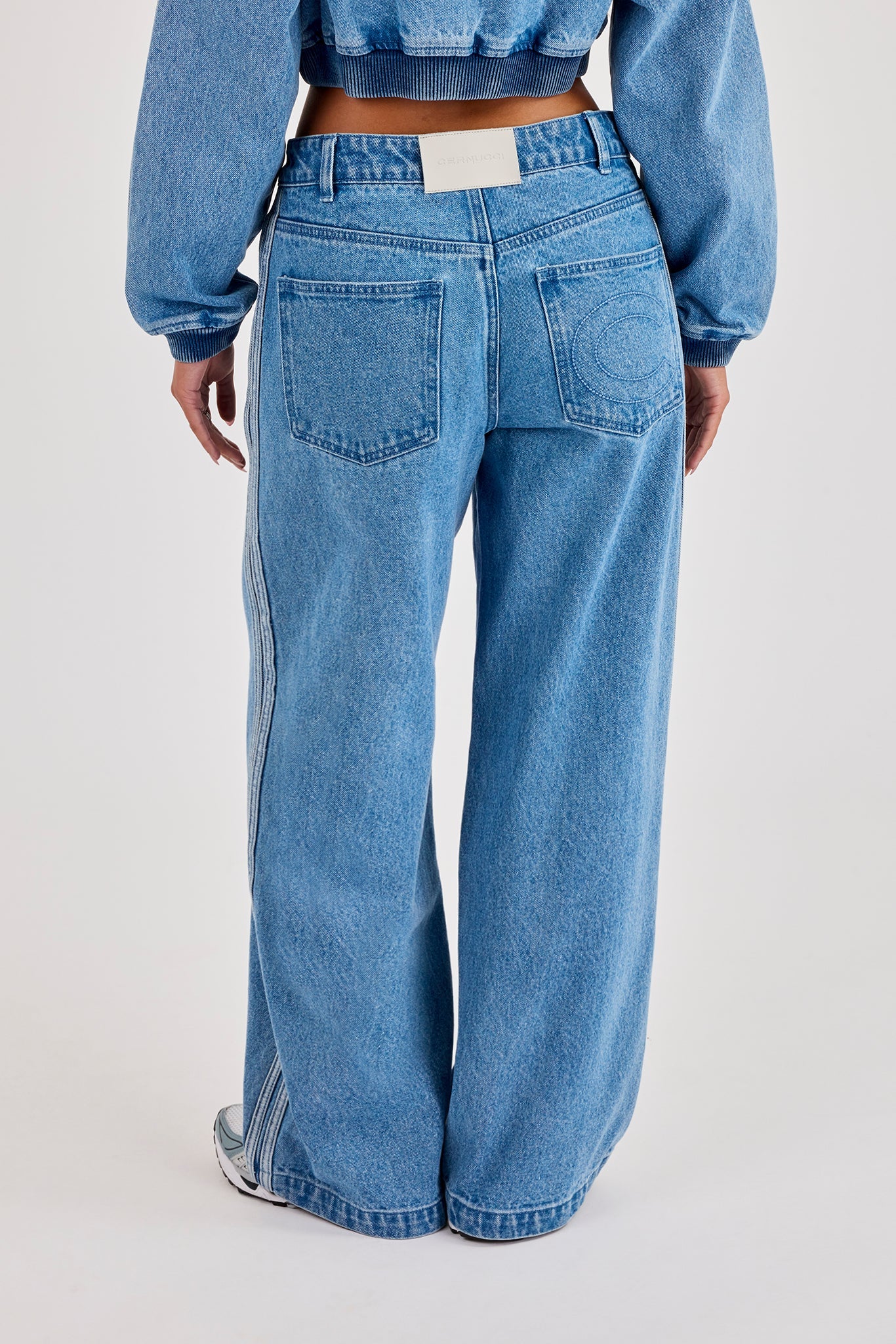 Denim Taping Baggy Jean - Mid Blue