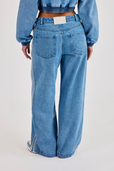 Denim Taping Baggy Jean - Mid Blue