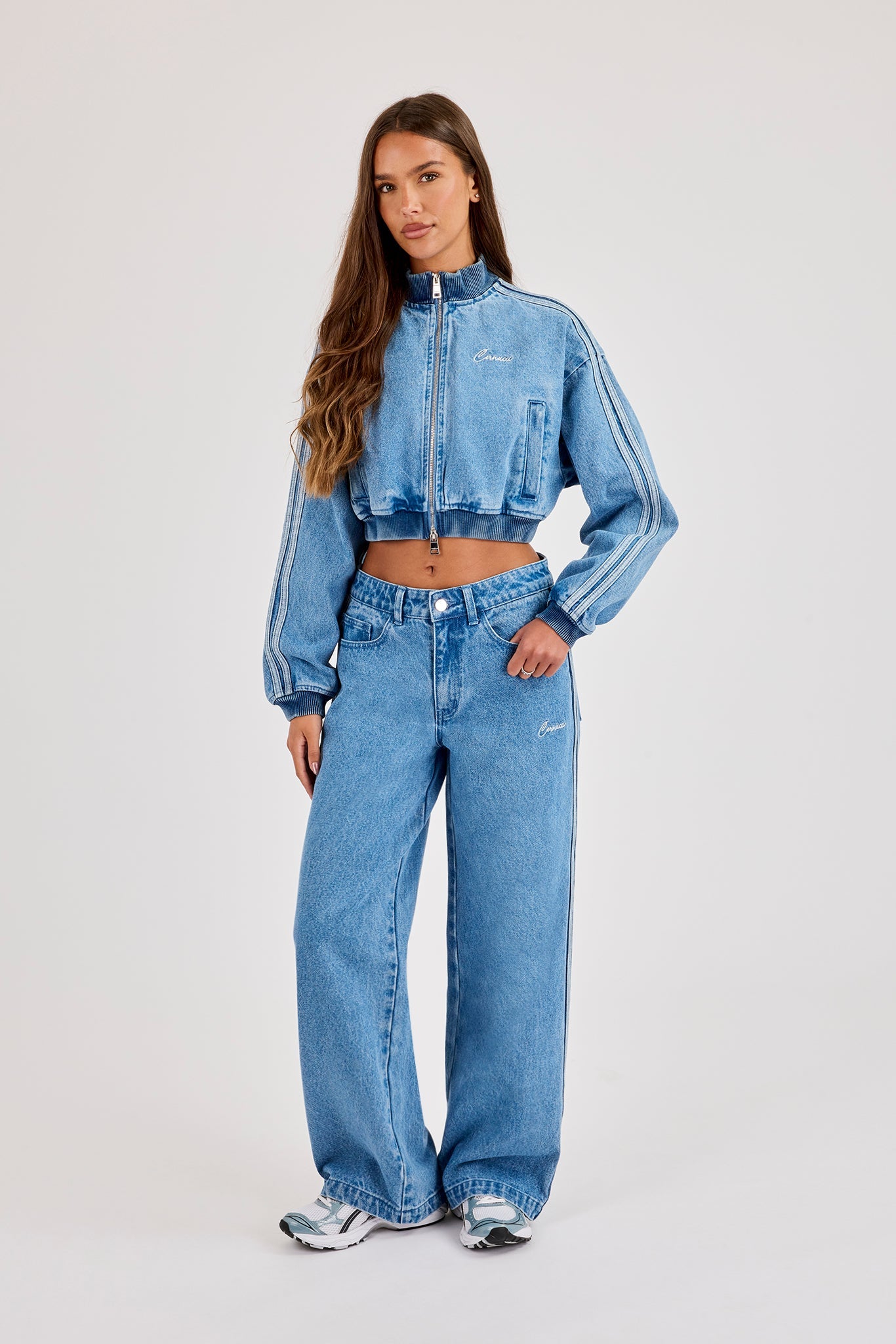 Denim Taping Baggy Jean - Mid Blue
