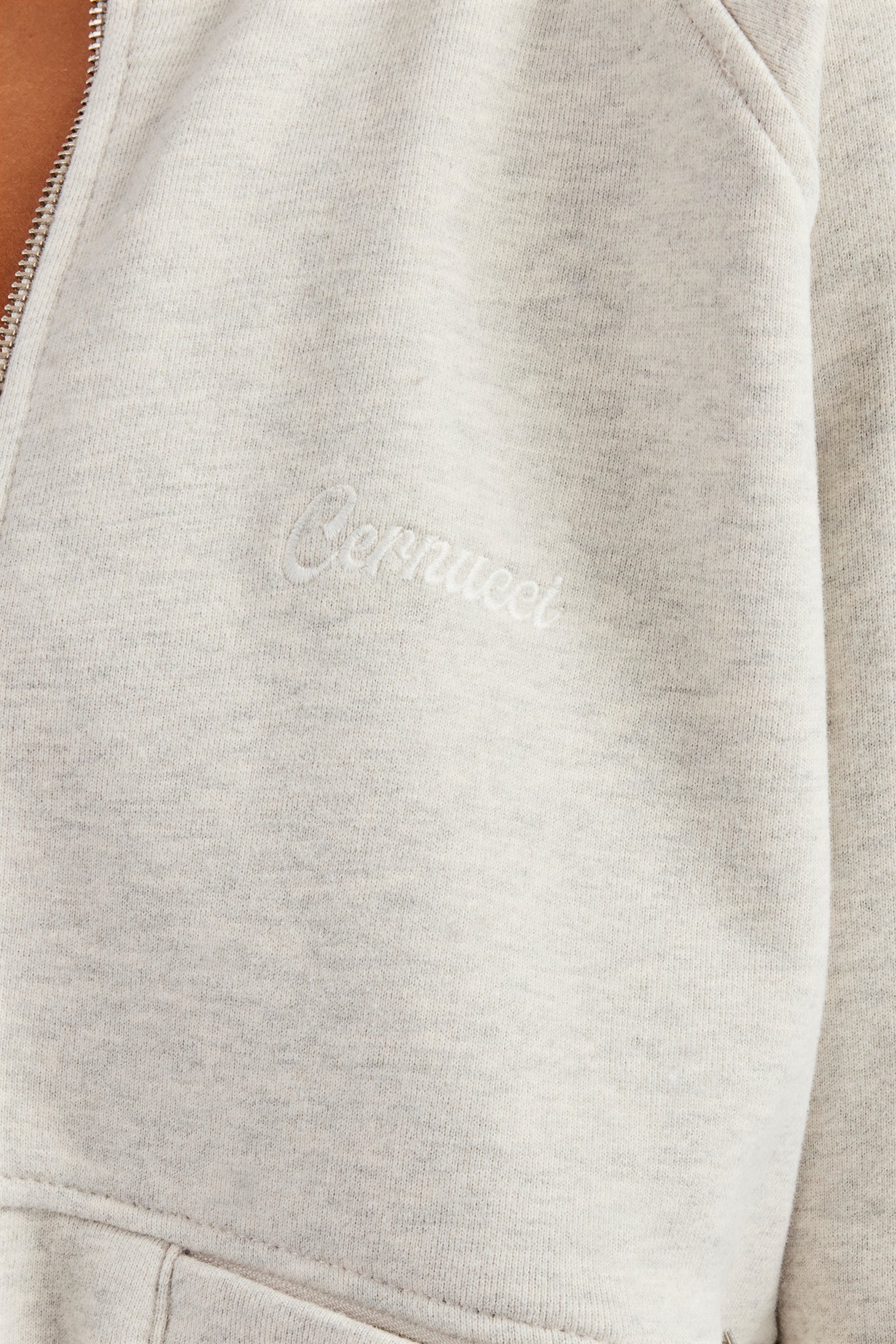 Funnel Neck Zip Through Sweat - Ash Grey