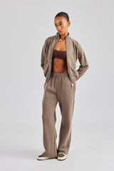 Funnel Neck Zip Through Tracksuit - Taupe