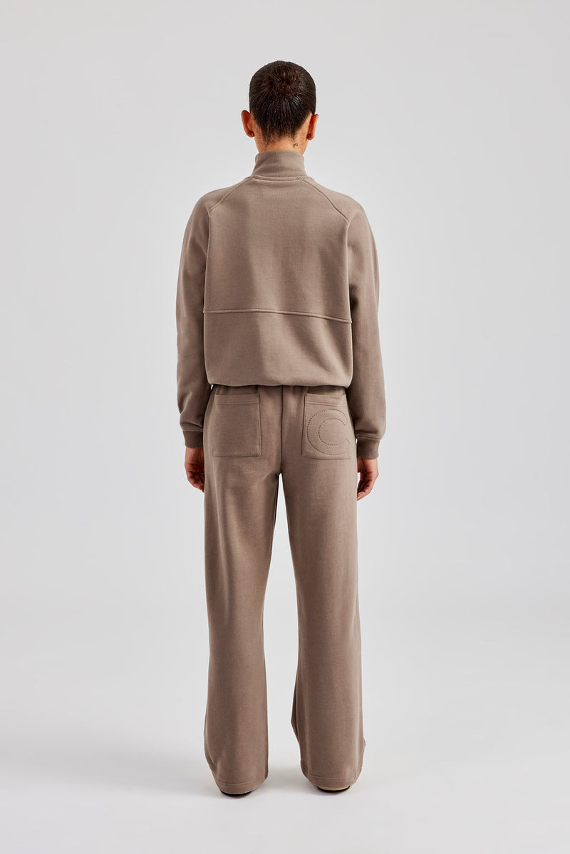 Funnel Neck Zip Through Tracksuit - Taupe