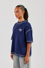777 Luck Cherub Oversized T-Shirt - Navy Blue
