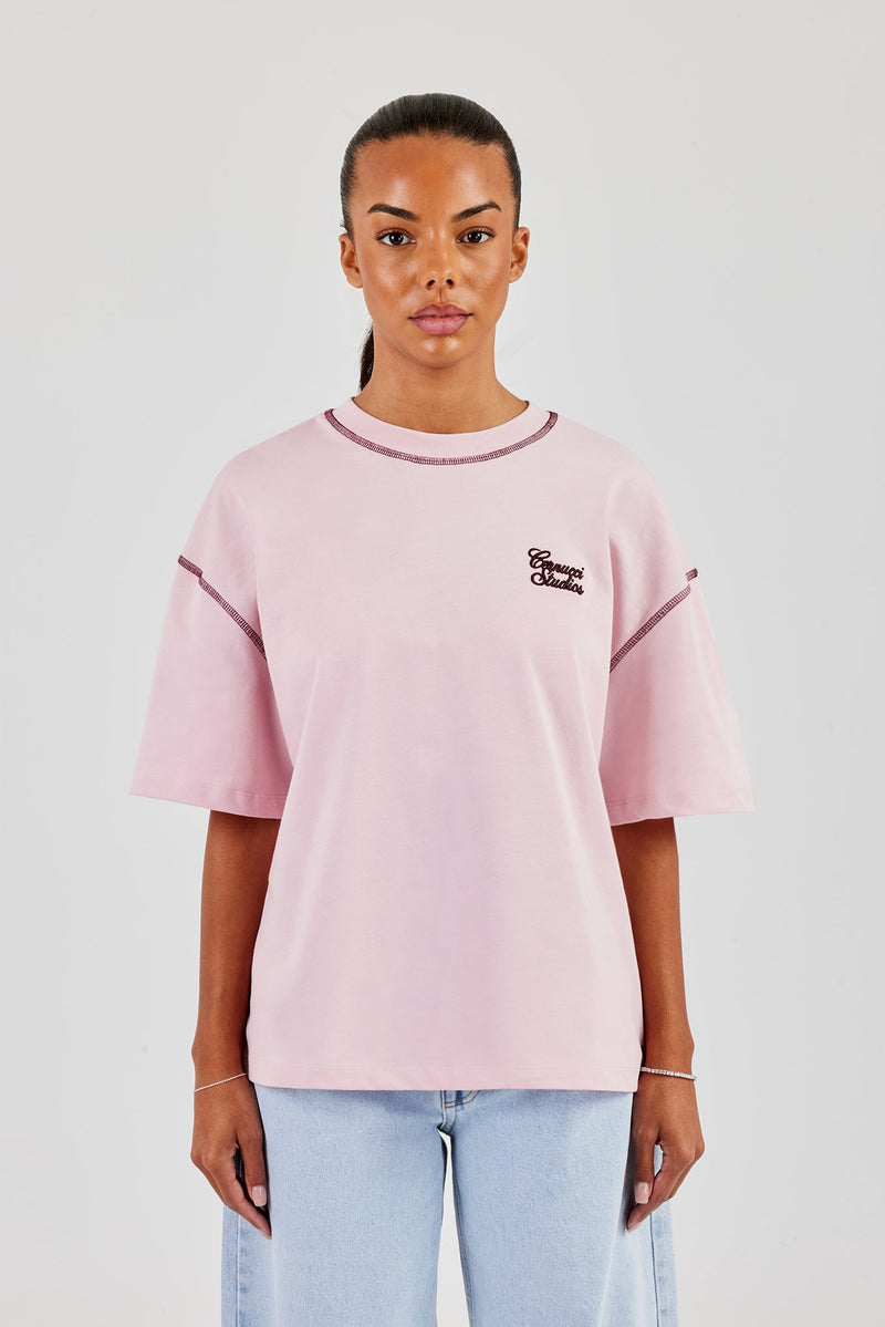 Studios Back Print Oversized T-Shirt - Baby Pink