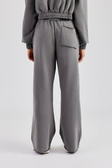 Exposed Seam Wide Leg Jogger - Charcoal