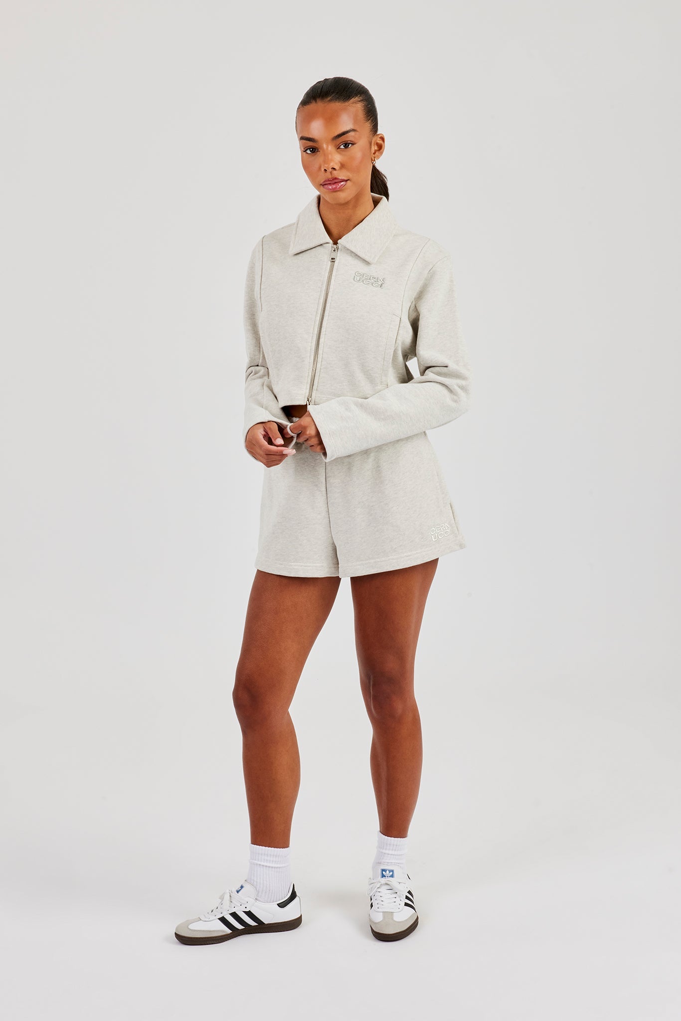 Embroidered Short - Ash Grey