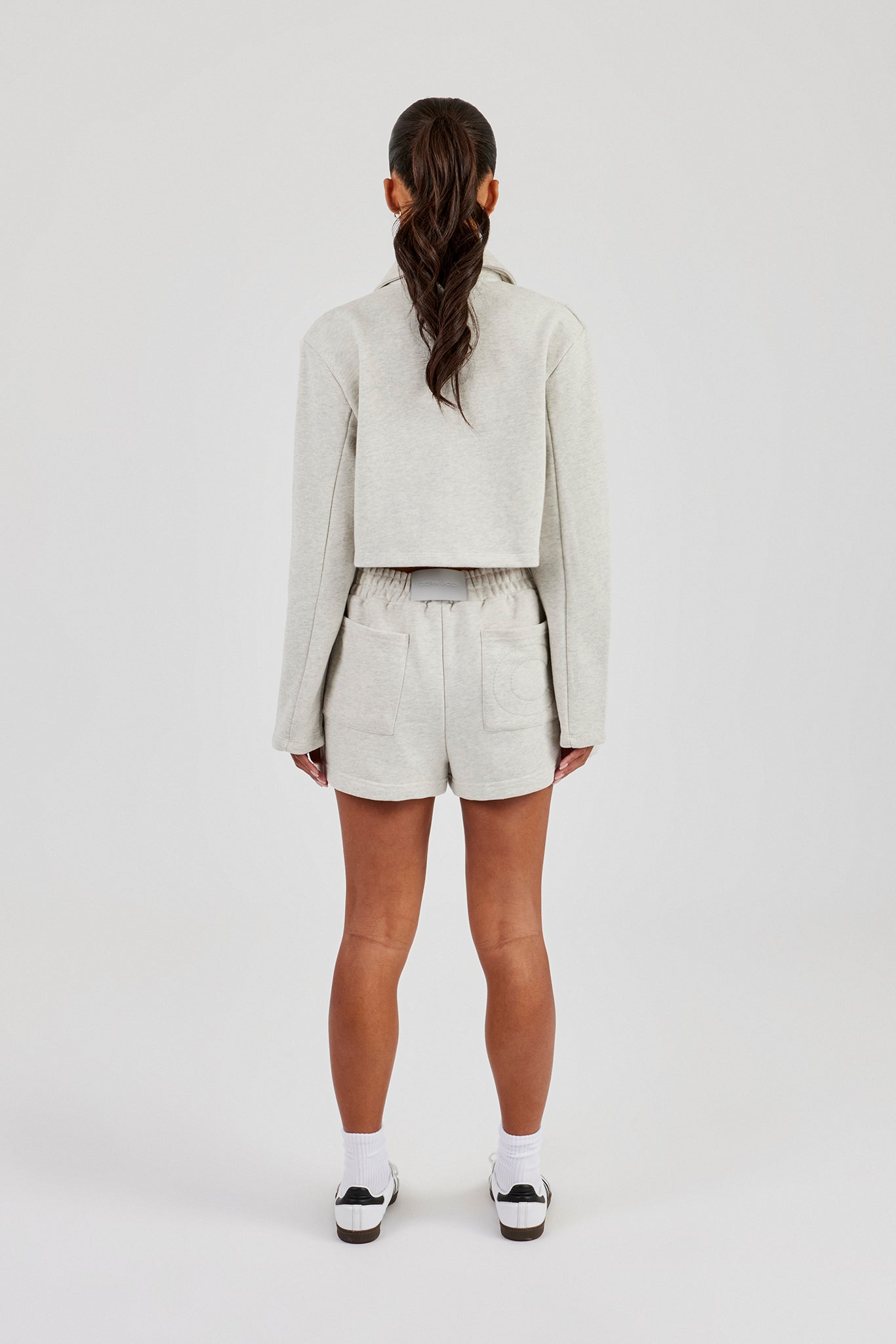 Tailored Harrington Jacket & Embroidered Short - Ash Grey