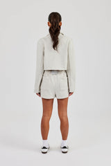 Tailored Harrington Jacket & Embroidered Short - Ash Grey