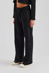 Tailored Jersey Wide Leg Trouser - Black