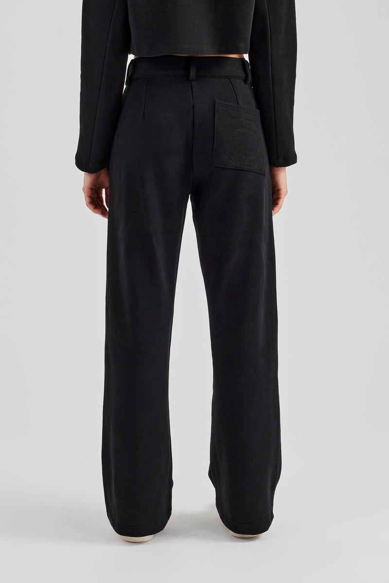 Tailored Jersey Wide Leg Trouser - Black