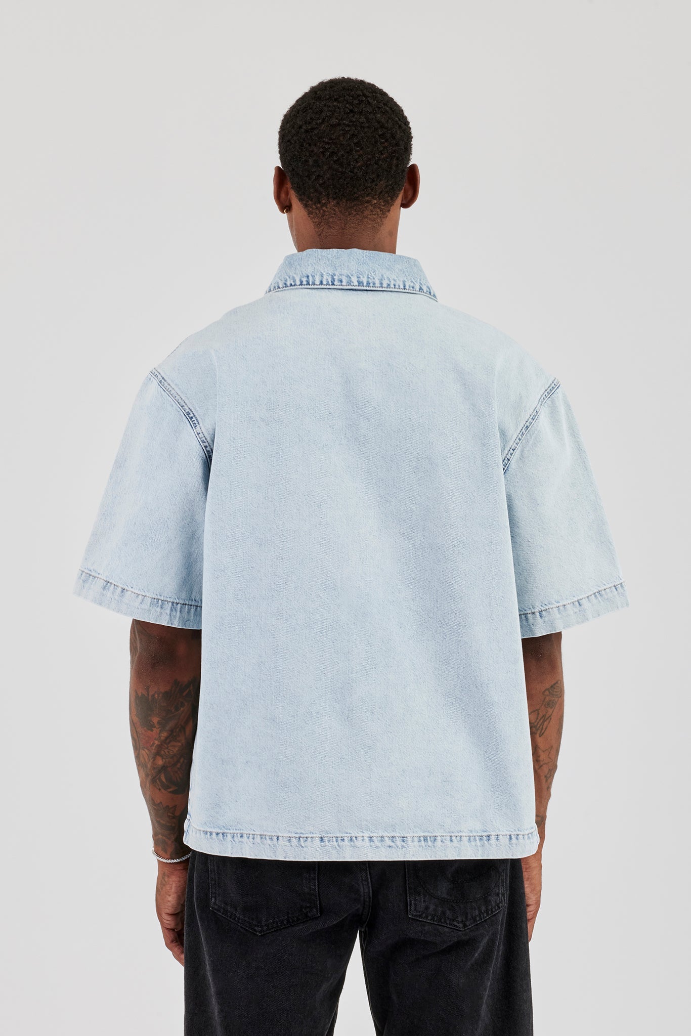 Boxy Denim Shirt - Light Blue