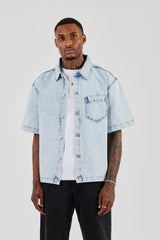 Boxy Denim Shirt - Light Blue