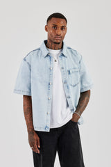 Boxy Denim Shirt - Light Blue