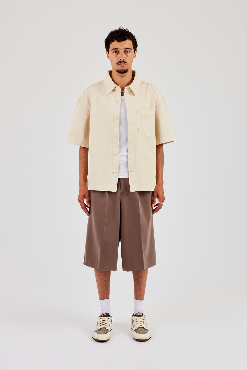 Boxy Ecru Denim Shirt