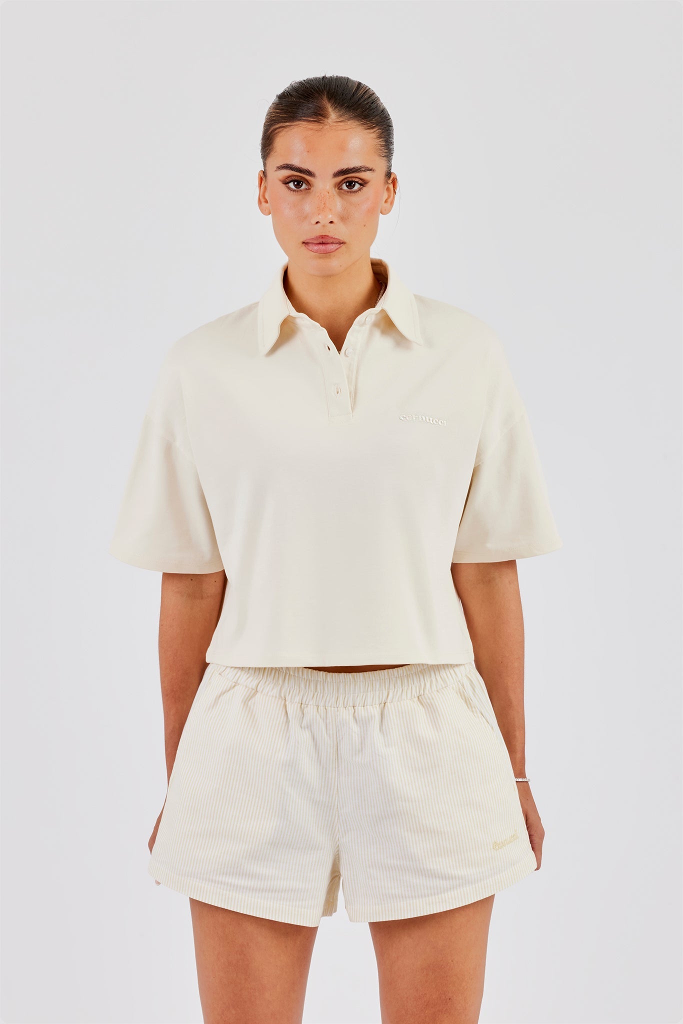 Cropped Polo Top - Butter Yellow