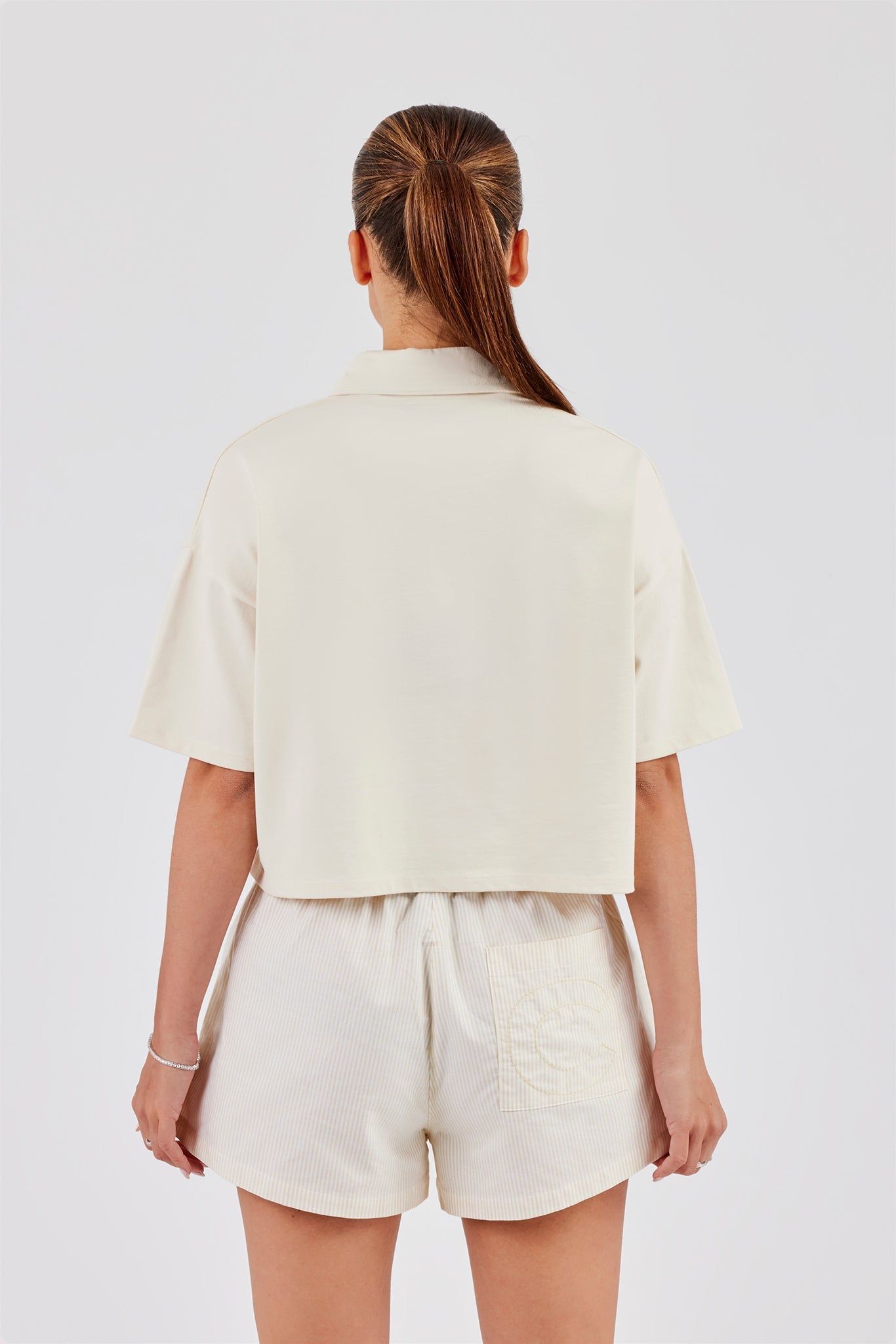 Cropped Polo Top - Butter Yellow