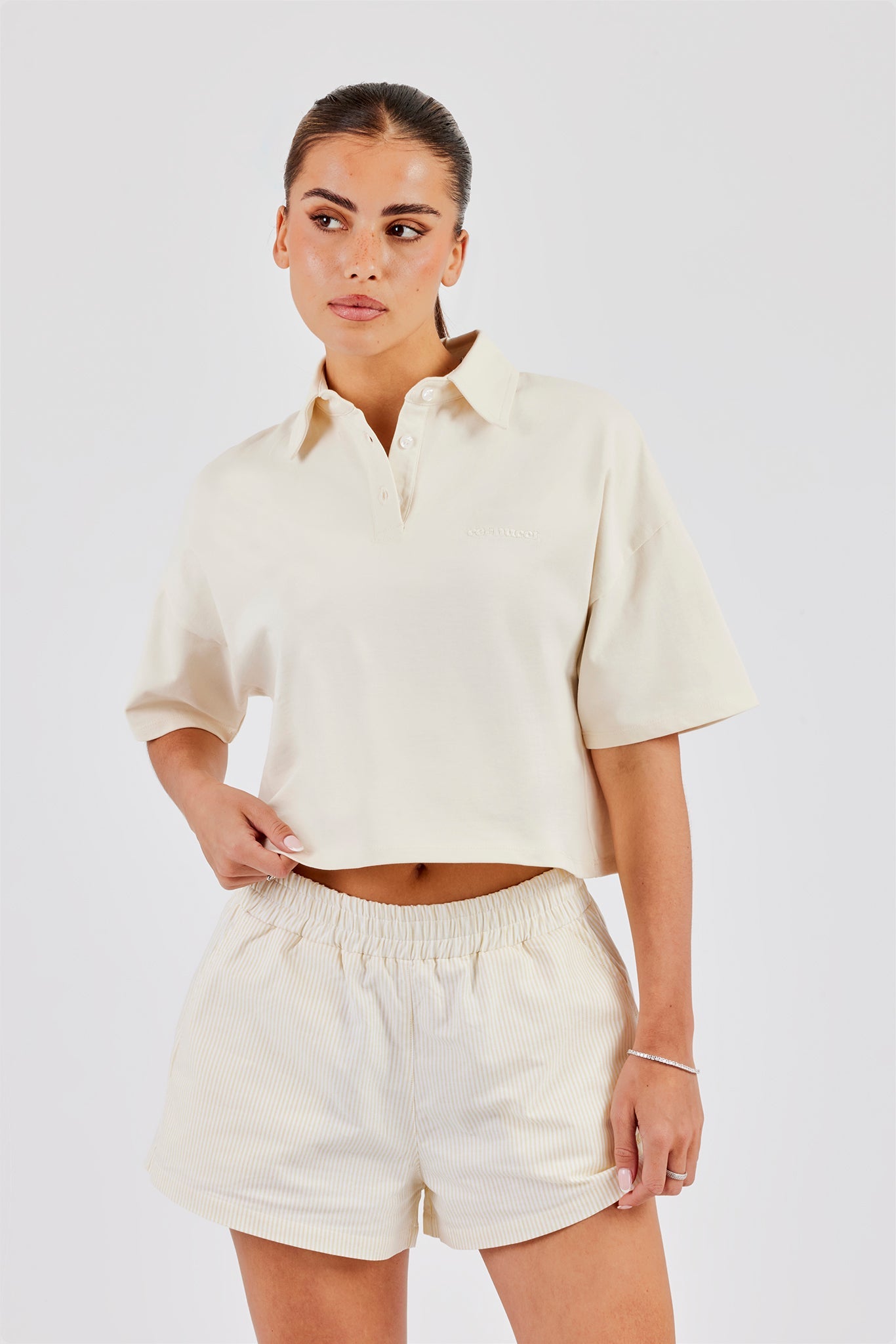 Cropped Polo Top - Butter Yellow
