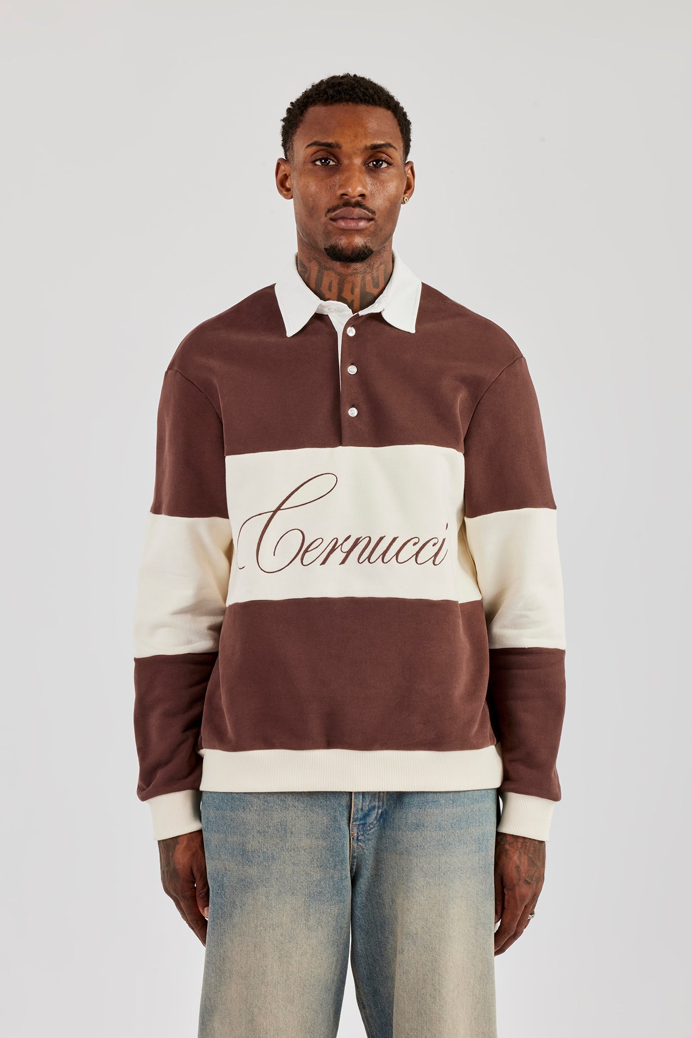 Stripe Rugby Sweatshirt - Brown