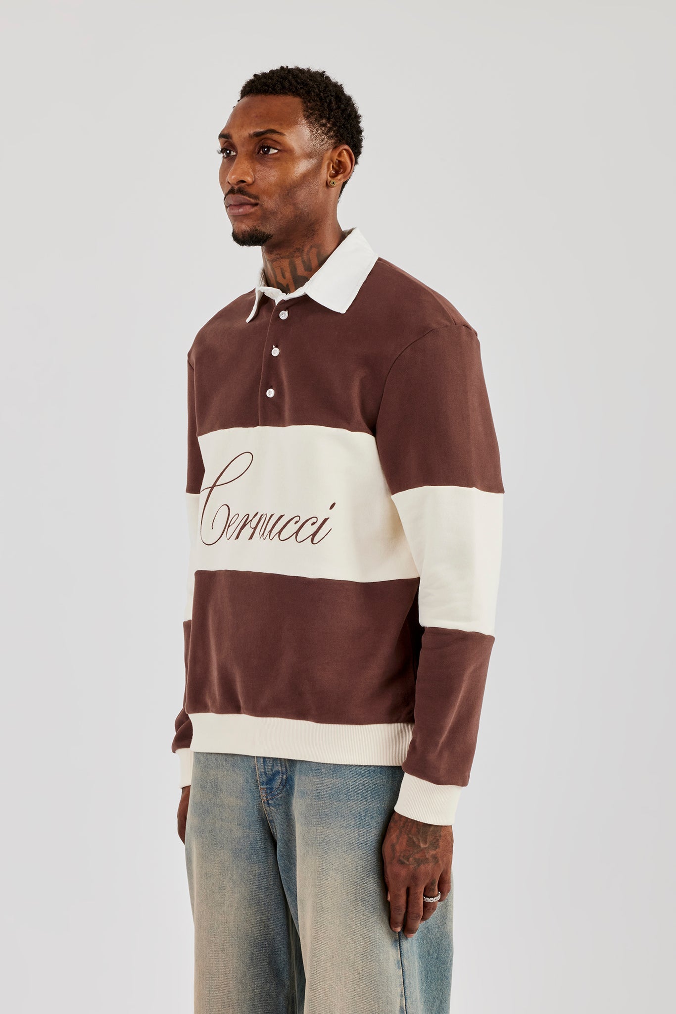 Stripe Rugby Sweatshirt - Brown