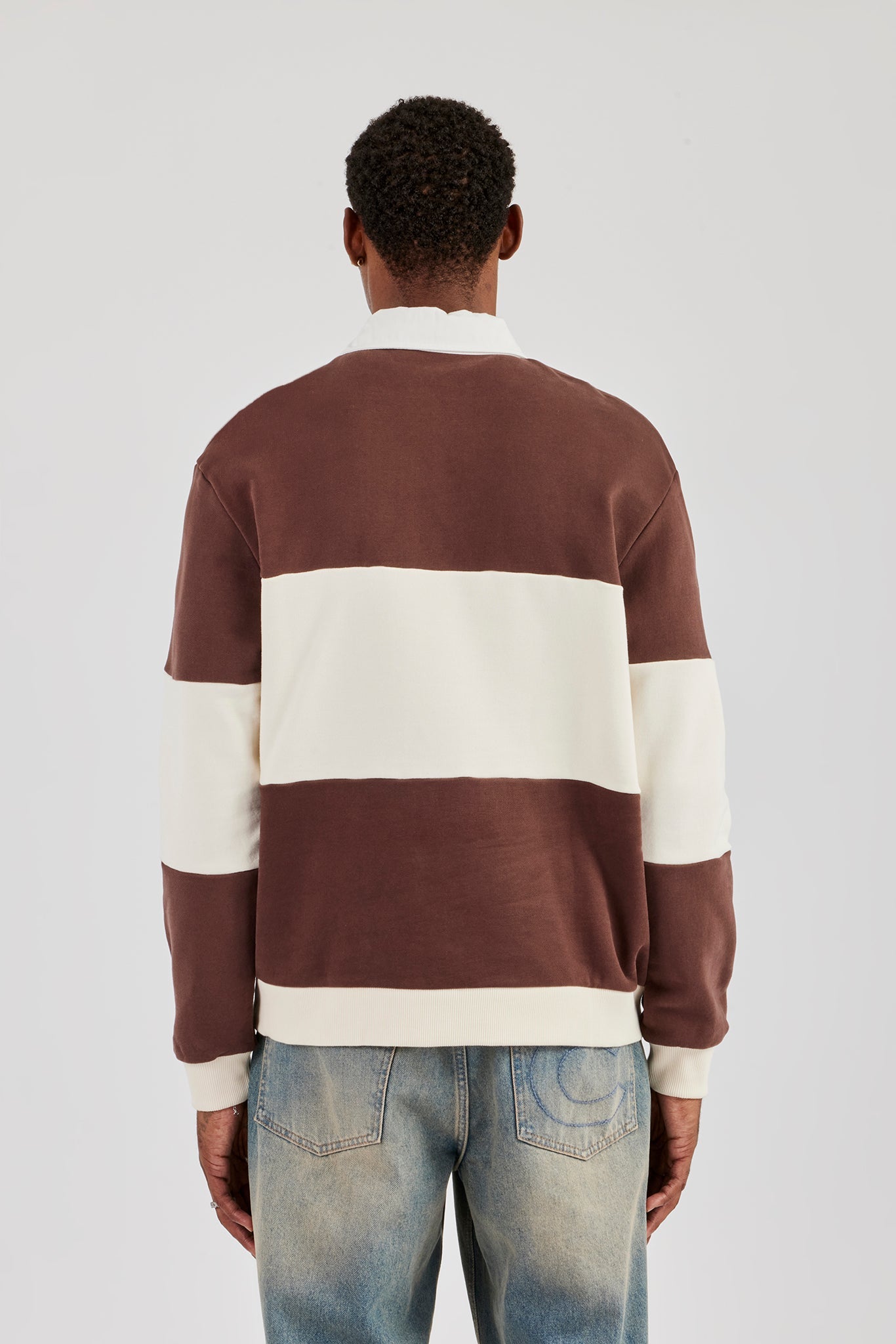 Stripe Rugby Sweatshirt - Brown