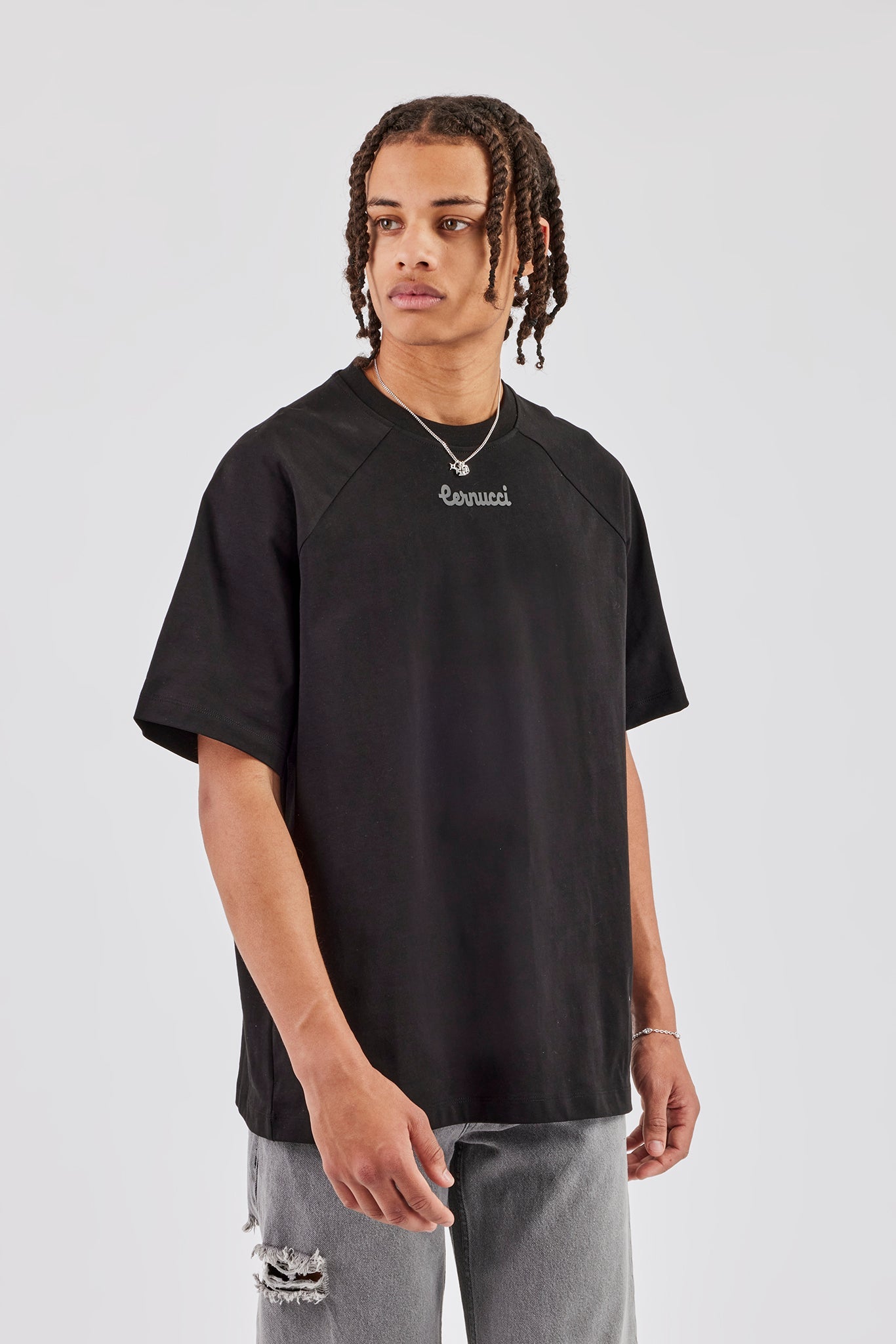 Oversized Raglan Logo T-Shirt - Black