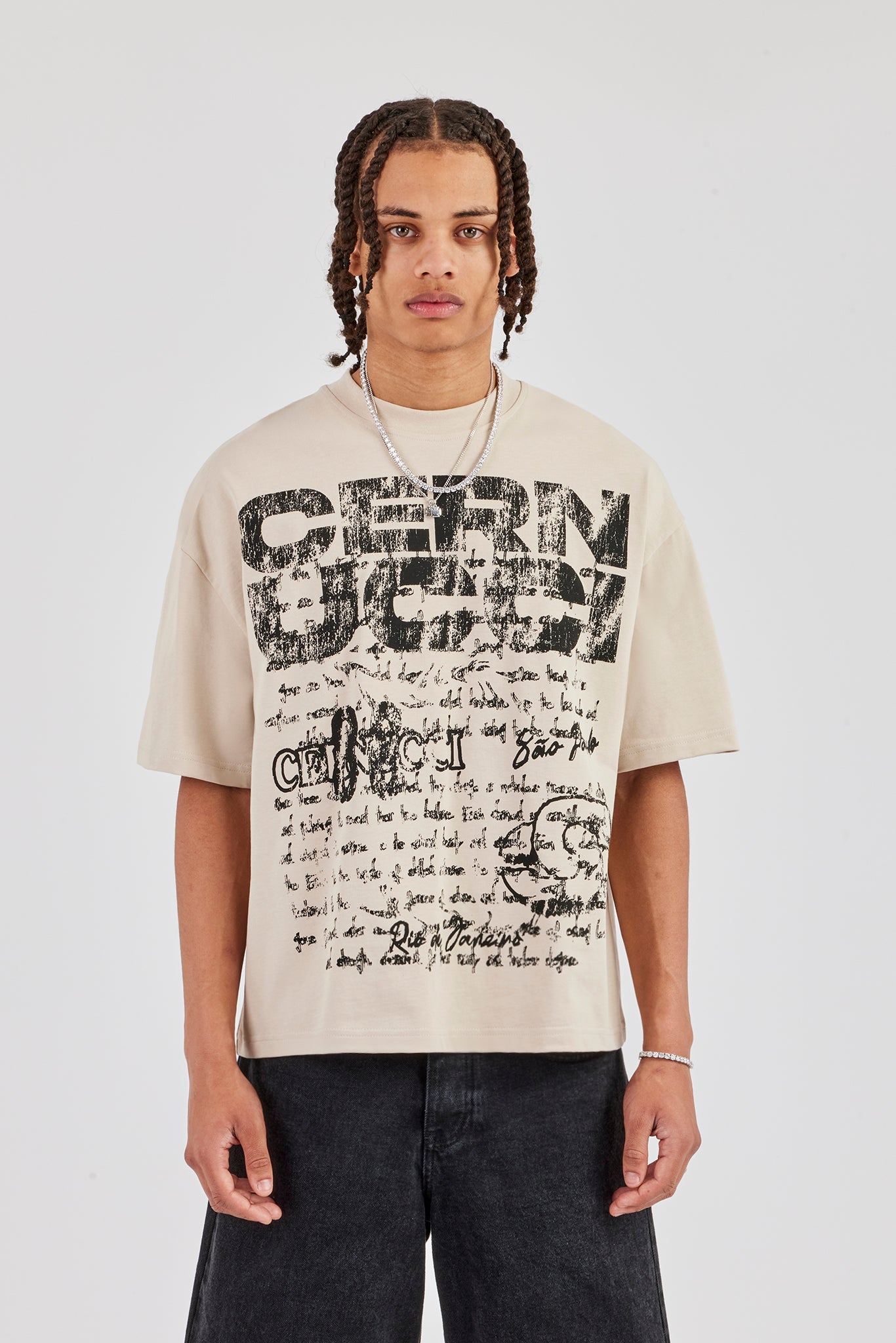 Cernucci Stacked Boxy T-Shirt - Stone