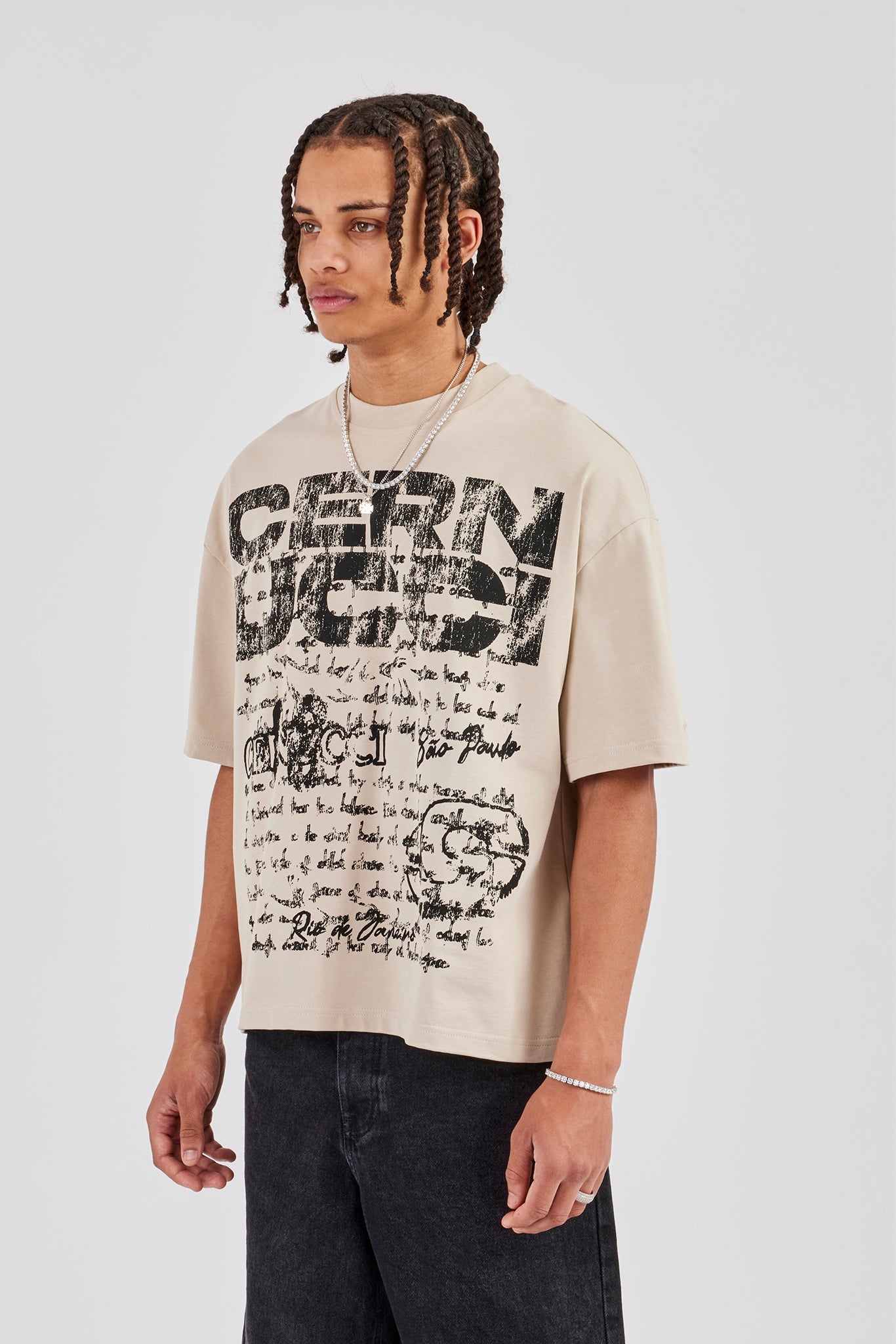 Cernucci Stacked Boxy T-Shirt - Stone
