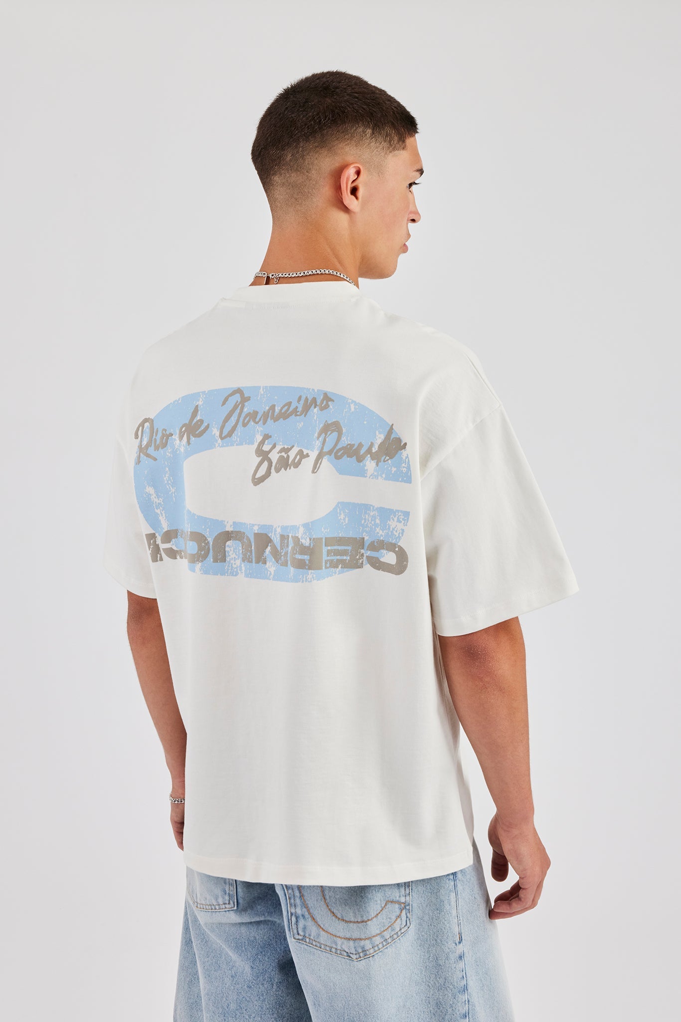 C Back Print Oversized T-Shirt - Off White