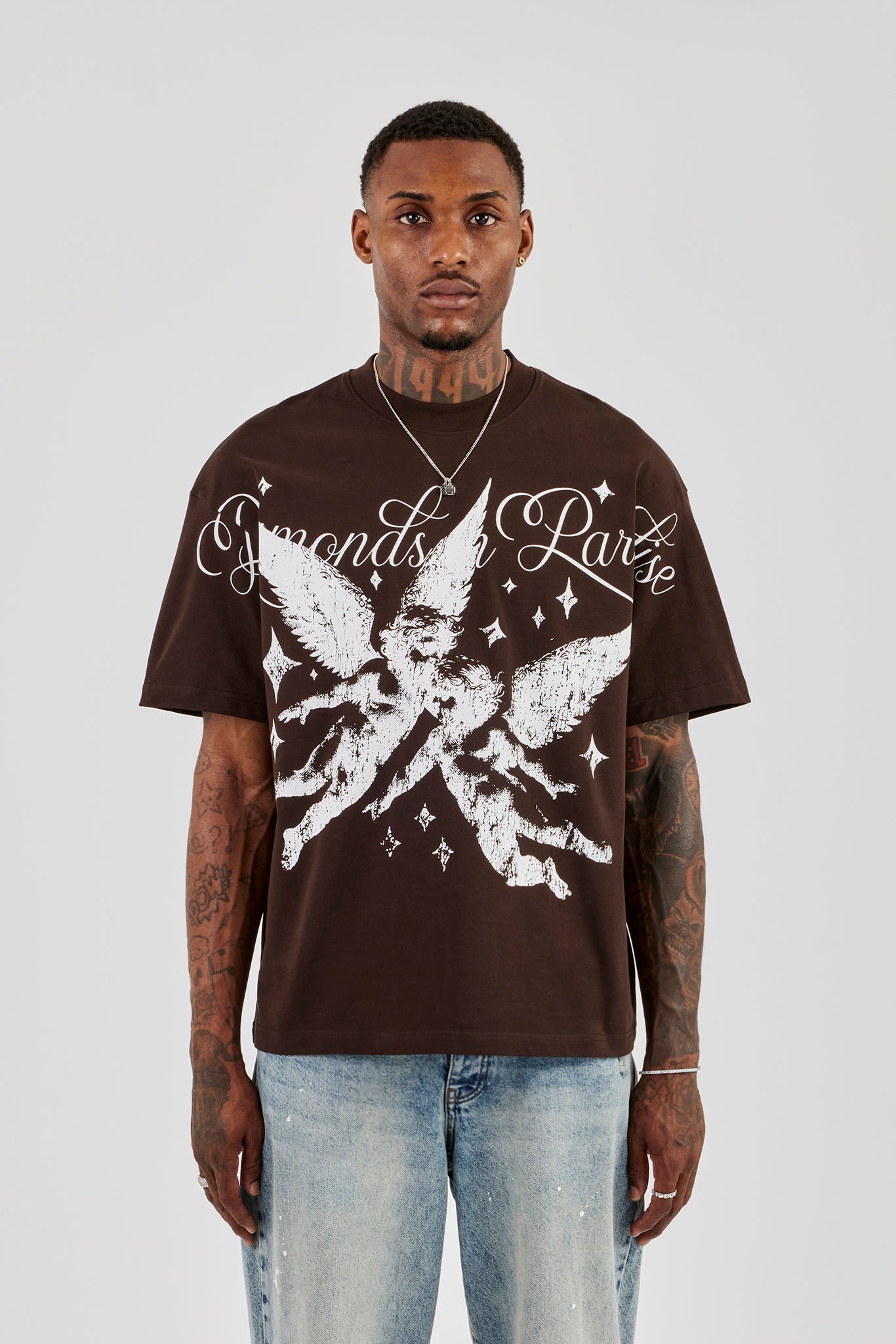 Diamonds In Paradise Oversized T-Shirt - Chocolate