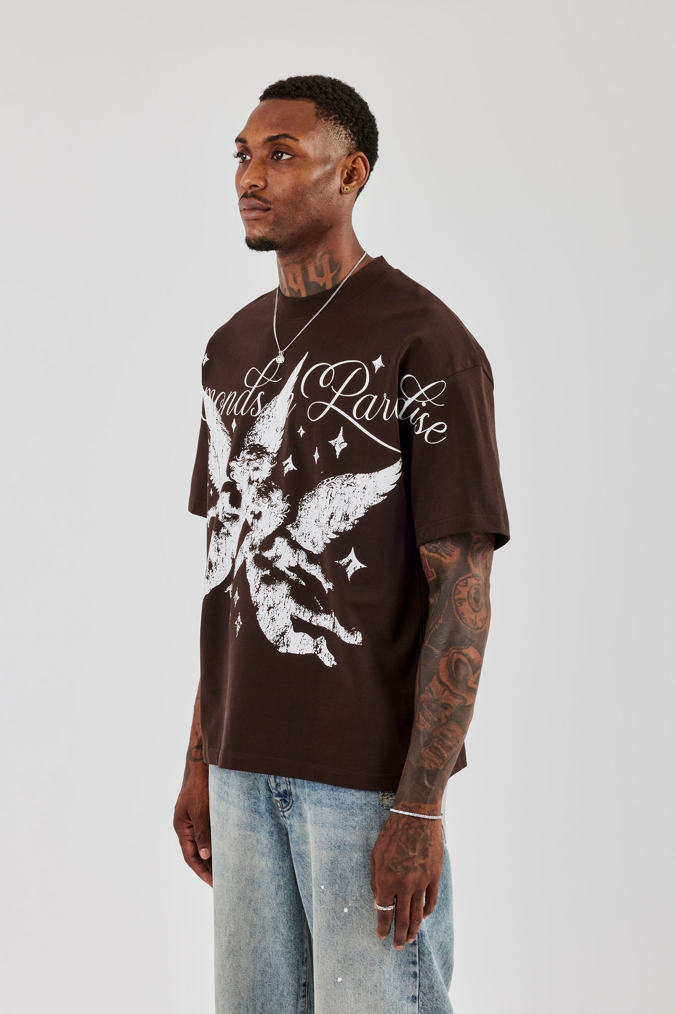 Diamonds In Paradise Oversized T-Shirt - Chocolate