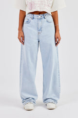 Embroidered Baggy Jean - Ice Blue