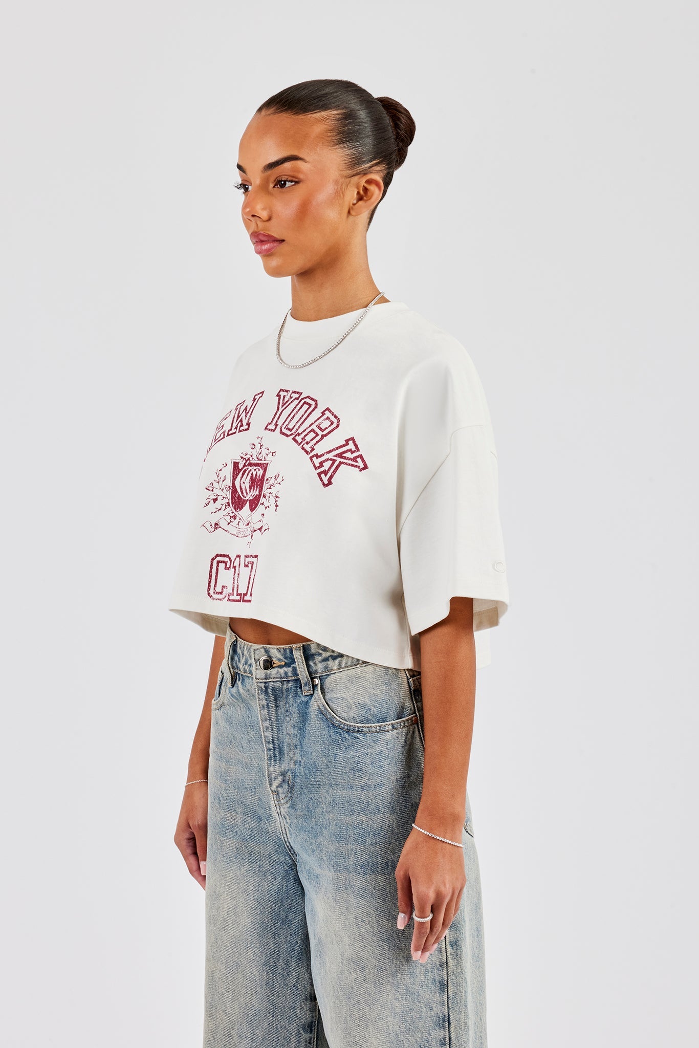 New York Cropped T-Shirt - Off White | Womens Tees & Vests | Shop