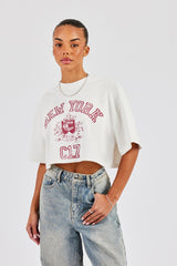 New York Cropped T-Shirt - Off White