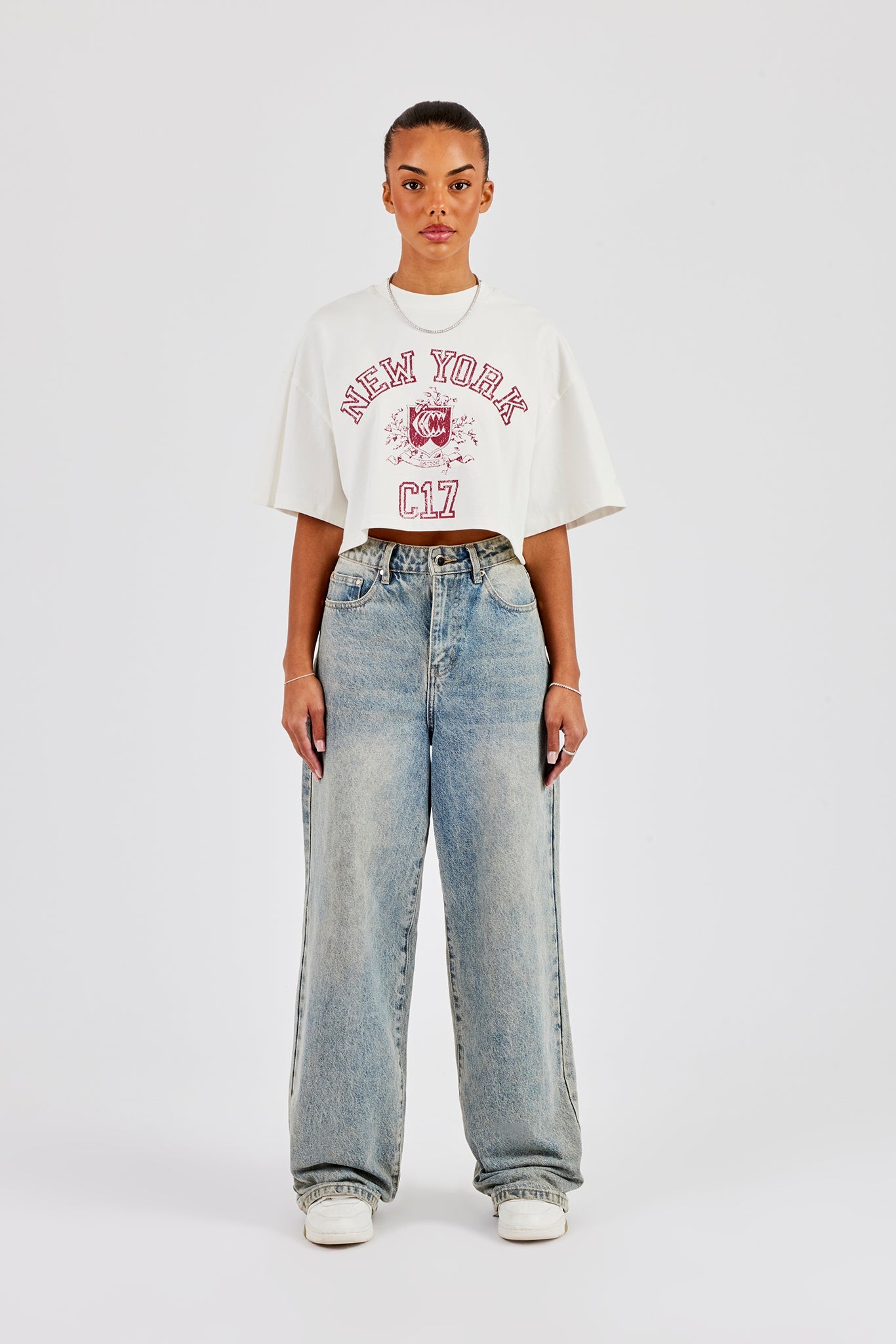 New York Cropped T-Shirt - Off White
