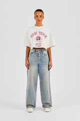 New York Cropped T-Shirt - Off White