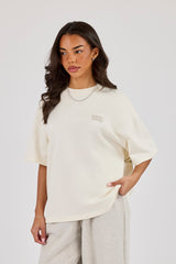 555 Embroidered Oversized T-Shirt - Off White