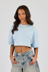 Brazillian Back Puff Print Cropped T-Shirt - Baby Blue