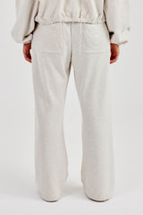Towelling Applique Wide Leg Jogger - Grey Marl
