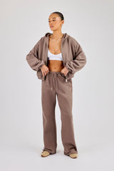 Towelling Applique Zip Tracksuit - Taupe