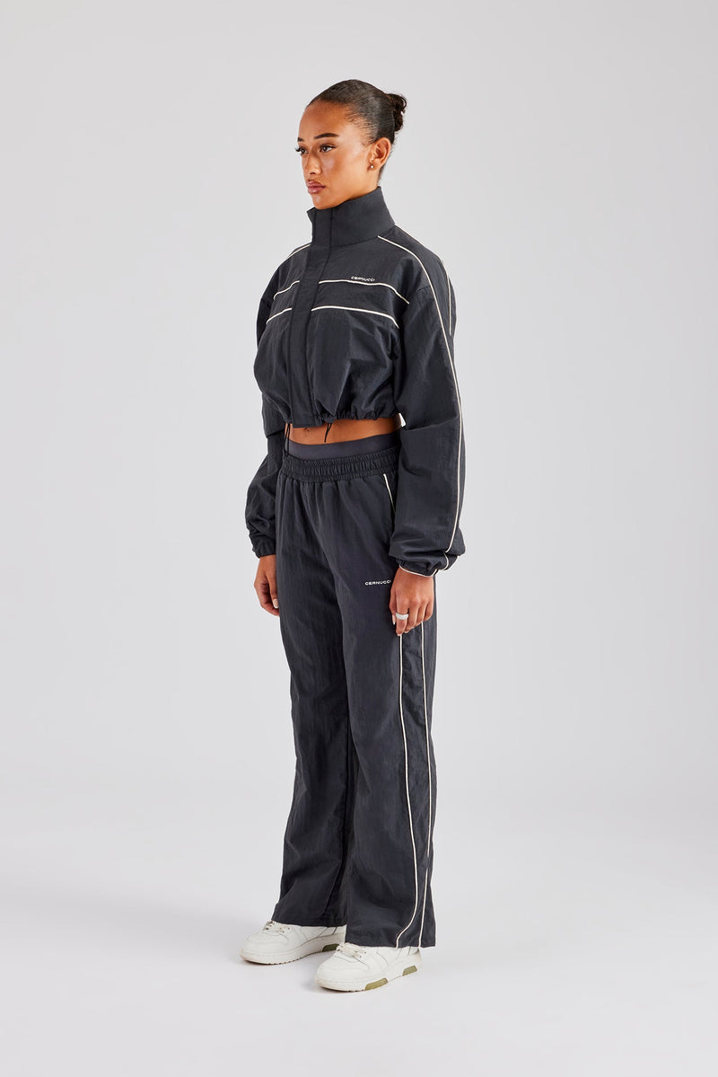 Nylon Double Waistband Trouser and Jacket - Charcoal