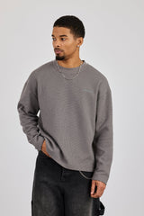 Waffle Long Sleeve T-Shirt - Charcoal