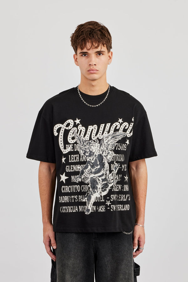 Cherub Circuito Oversized T-Shirt - Black