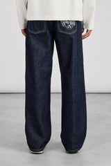 Contrast Stitch Crest Baggy Jean - Indigo