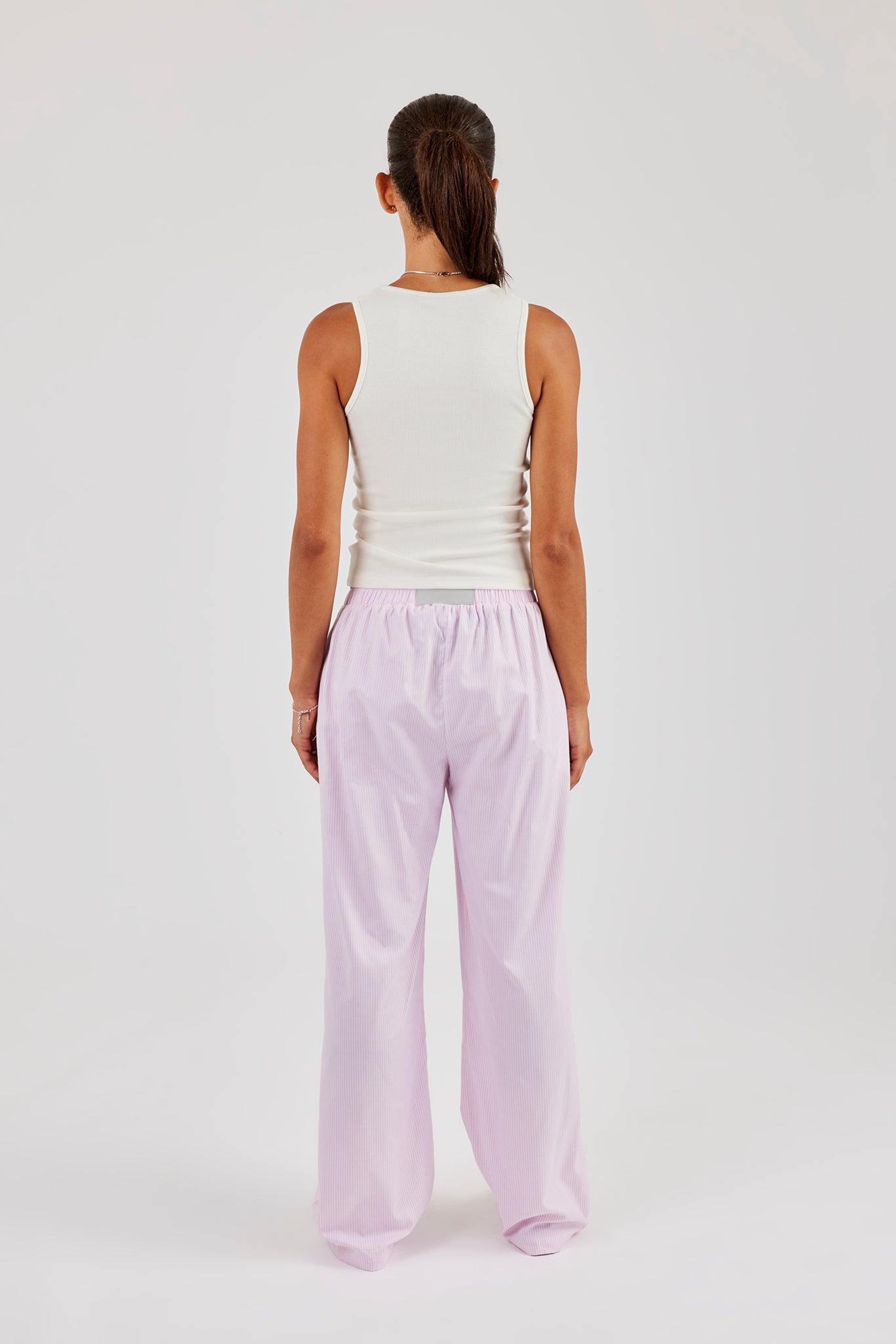 Stripe Button Detail Trouser - Pink
